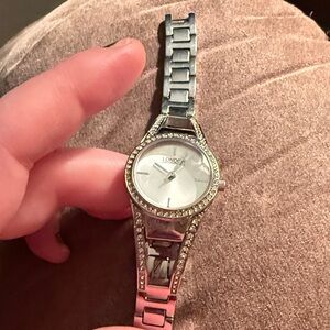 Silver Watch with Crystal Accents